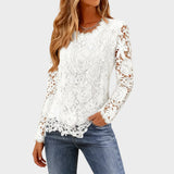 Julieta Blusa de Encaje de Manga Larga