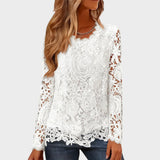 Julieta Blusa de Encaje de Manga Larga
