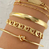 Juego de Pulseras de Cadena de Metal de 4 Piezas