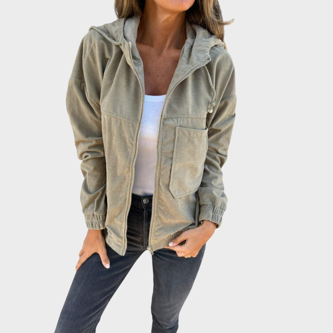 Ella Chaqueta de Pana con Capucha