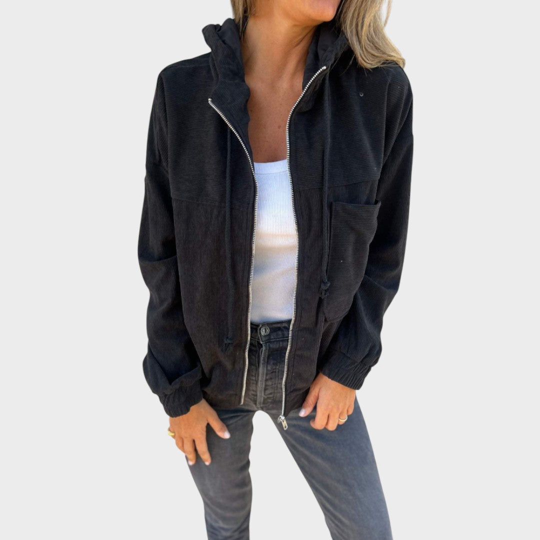 Ella Chaqueta de Pana con Capucha