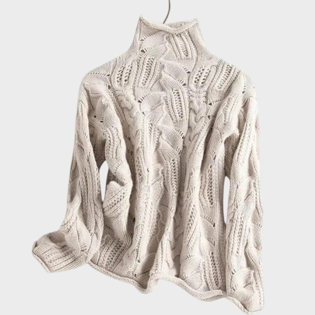 Celeste Jersy de Punto Trenzado