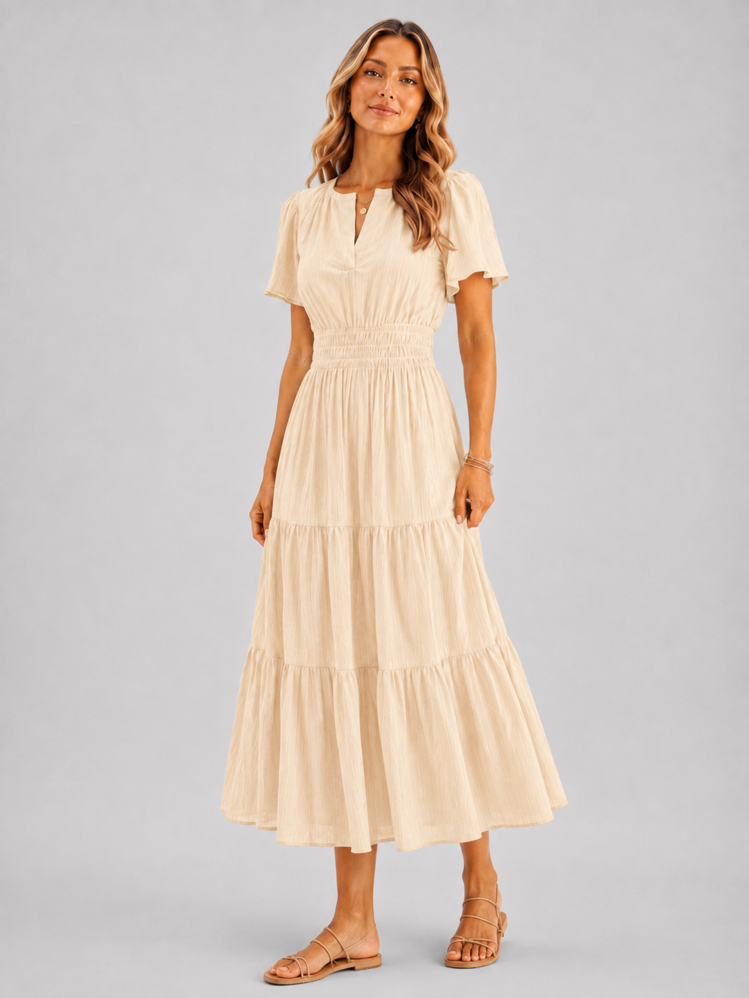 Vestido Sofía – Midi de Verano con Cintura Elástica