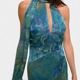 Moana Vestido en Chiffon con Estampado Inspirado en Monet