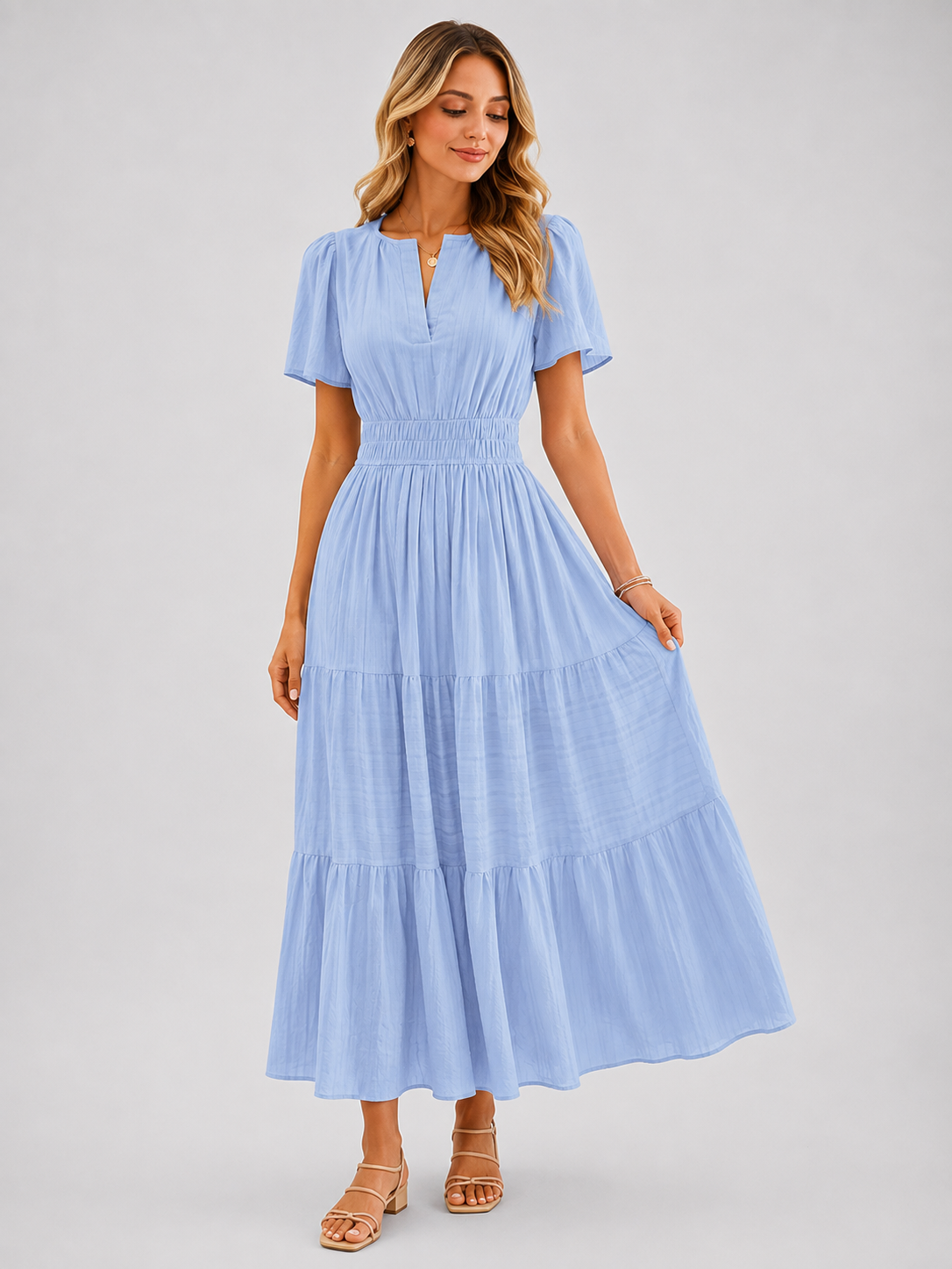 Vestido Sofía – Midi de Verano con Cintura Elástica