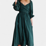 Petra Vestido de Dos Niveles con Cuerpo Fruncido y Mangas Abullonadas