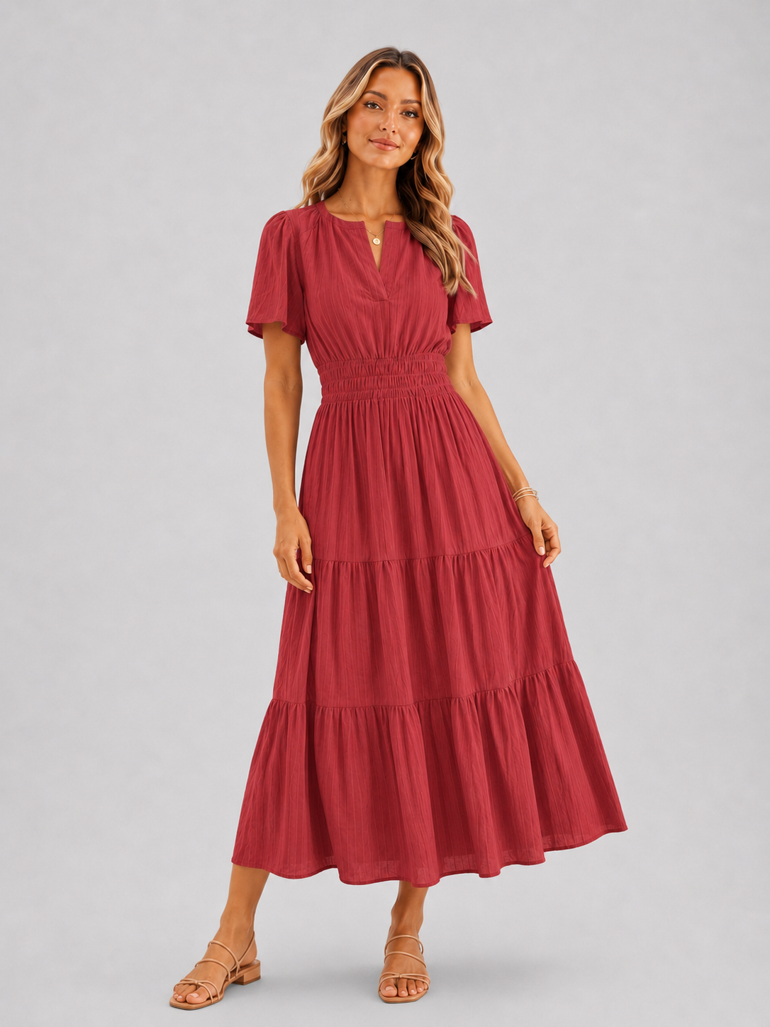 Vestido Sofía – Midi de Verano con Cintura Elástica