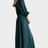 Petra Vestido de Dos Niveles con Cuerpo Fruncido y Mangas Abullonadas