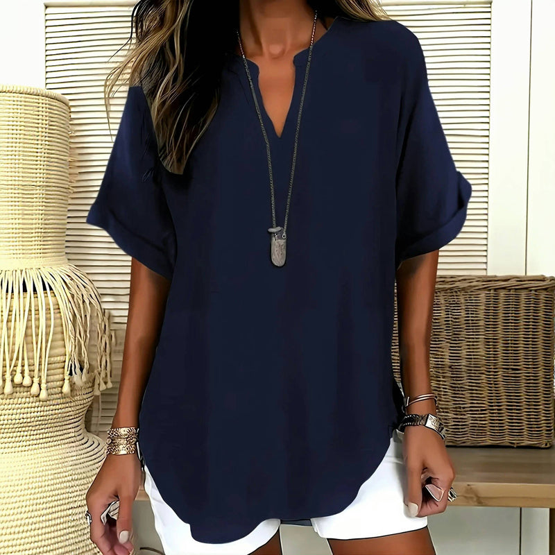 Evelyn™ - BLUSA SÓLIDA ELEGANTE CON ESTILO SOFISTICADO