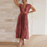 Adele | Vestido Maxi con Escote en V y Pliegues