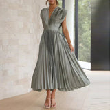 Adele | Vestido Maxi con Escote en V y Pliegues
