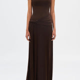 Eranda Vestido Maxi de Malla Drapada Off-Shoulder