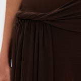 Eranda Vestido Maxi de Malla Drapada Off-Shoulder