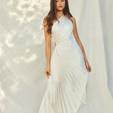 Sylviana - Vestido Midi Plisado de Un Hombro