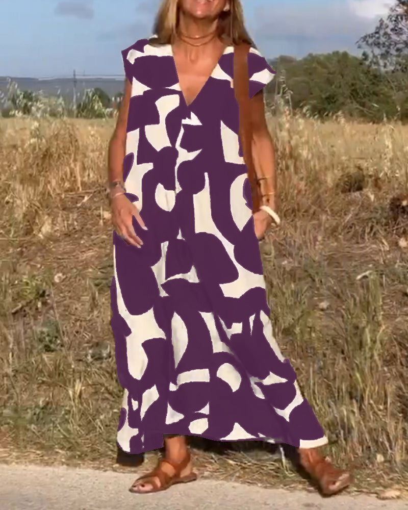 Sarinya - Vestido Impreso Con Escote en V