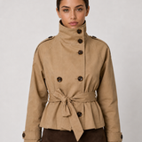 Valentina Gabardina Corta con Cinturón - Beige