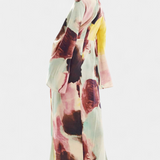 Dana Vestido Maxi de Acuarela con Frontal Torcido