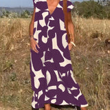 Aria™ - Vestido Impreso Suelto con Escote en V