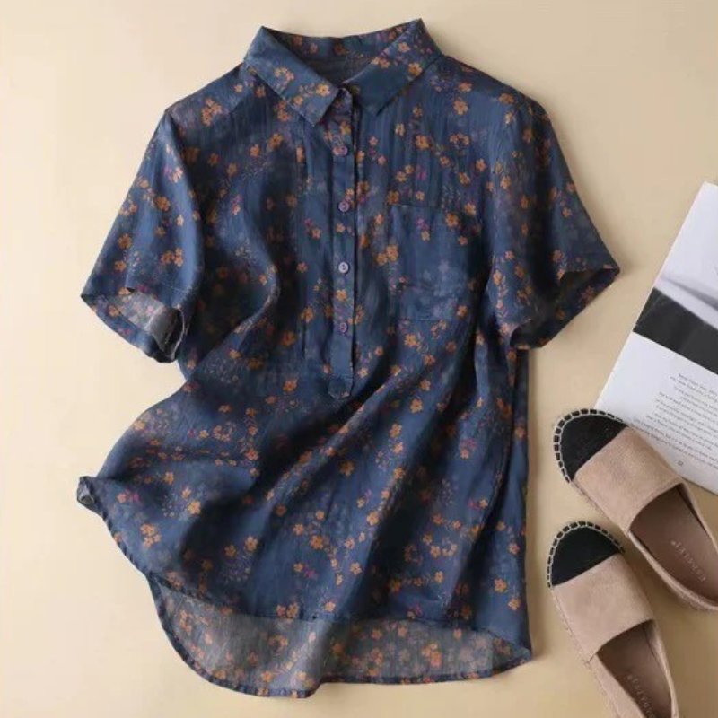 Maribel – Camisa Floral con Medio Botón