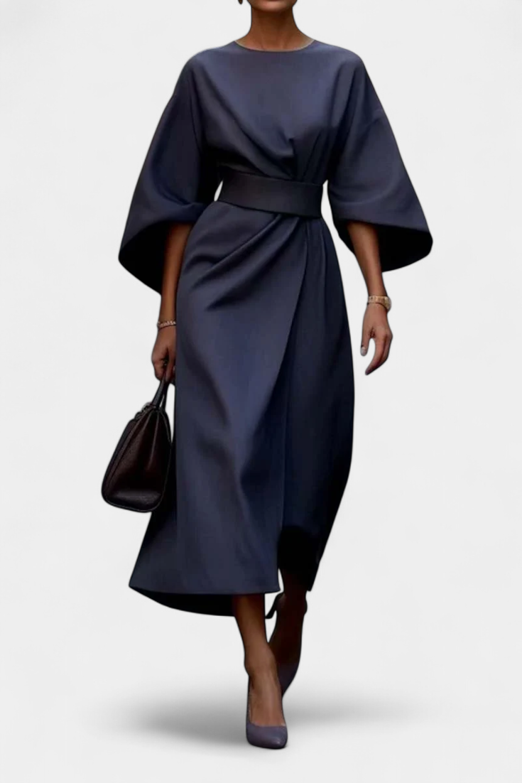 Micaela Vestido Midi de Manga Lantern