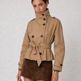 Valentina Gabardina Corta con Cinturón - Beige