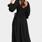 Petra Vestido de Dos Niveles con Cuerpo Fruncido y Mangas Abullonadas