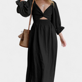 Petra Vestido de Dos Niveles con Cuerpo Fruncido y Mangas Abullonadas