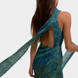 Moana Vestido en Chiffon con Estampado Inspirado en Monet