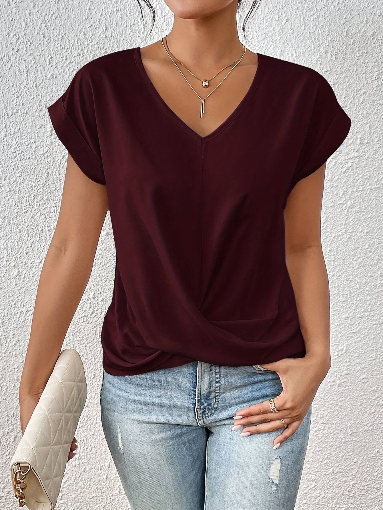 T-Shirt Casual V-Neck Sanne