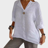 Zamma Blusa de lino con cuello en V