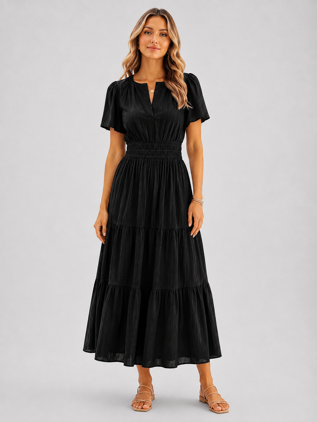 Vestido Sofía – Midi de Verano con Cintura Elástica