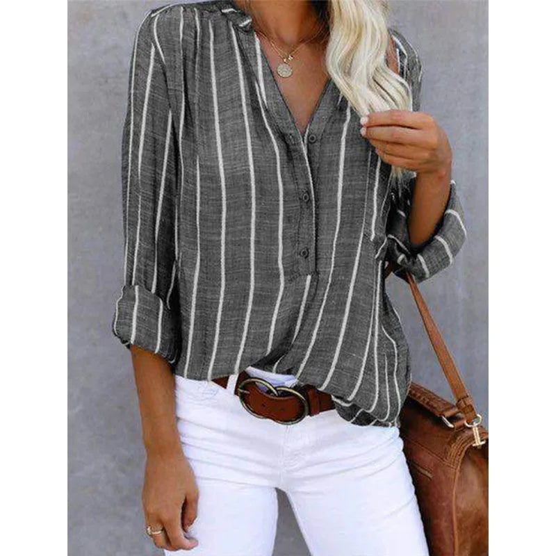 Maddie - Camisa a Rayas con Botones