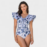 Conjunto Floral Mediterráneo – Bañador con Falda a Juego que destaca tu elegancia playera