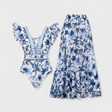 Conjunto Floral Mediterráneo – Bañador con Falda a Juego que destaca tu elegancia playera