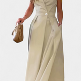 Beverly Vestido Blazer Sin Mangas con Corte A y Botones