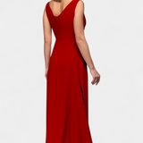 Rocío Vestido Largo con Drapeado Frontal y Escote Cruzado