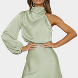 Mara Vestido Mini Drapado de Un Hombro