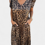 Isela Mono de Cuello en V con Estampado de Leopardo