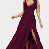Rocío Vestido Largo con Drapeado Frontal y Escote Cruzado