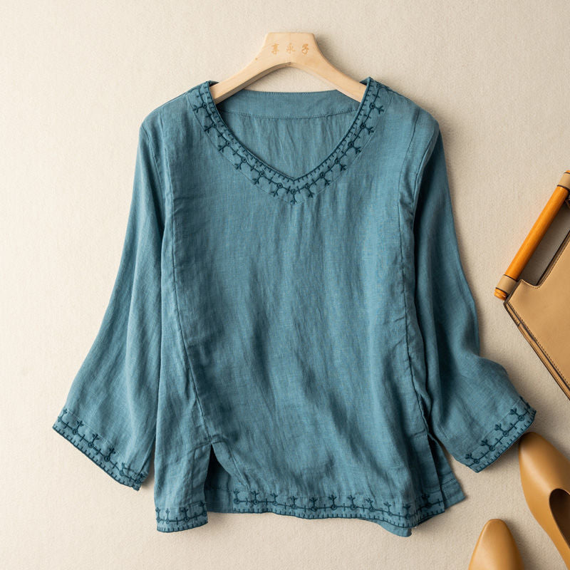 Nesta – Blusa Bordada con Escote en V