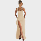 Zariani Elegante Maxi Vestido con Espalda Abierta