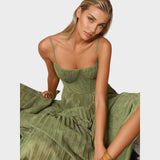 Amilia Vestido Midi Flare Plisado