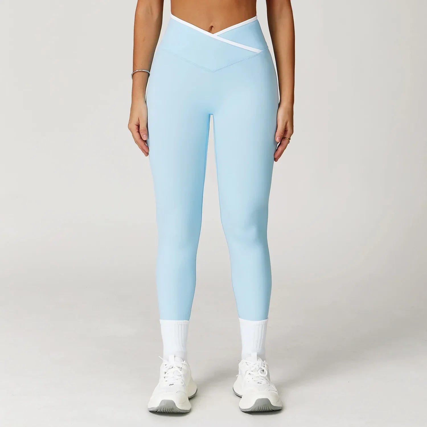 Leggings con ribete blanco