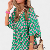 Aroa Vestido Boho con Estampado Artístico y Silueta Fluida