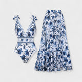 Conjunto Floral Mediterráneo – Bañador con Falda a Juego que destaca tu elegancia playera