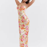 Lucy | Vestido Maxi de Satén Floral