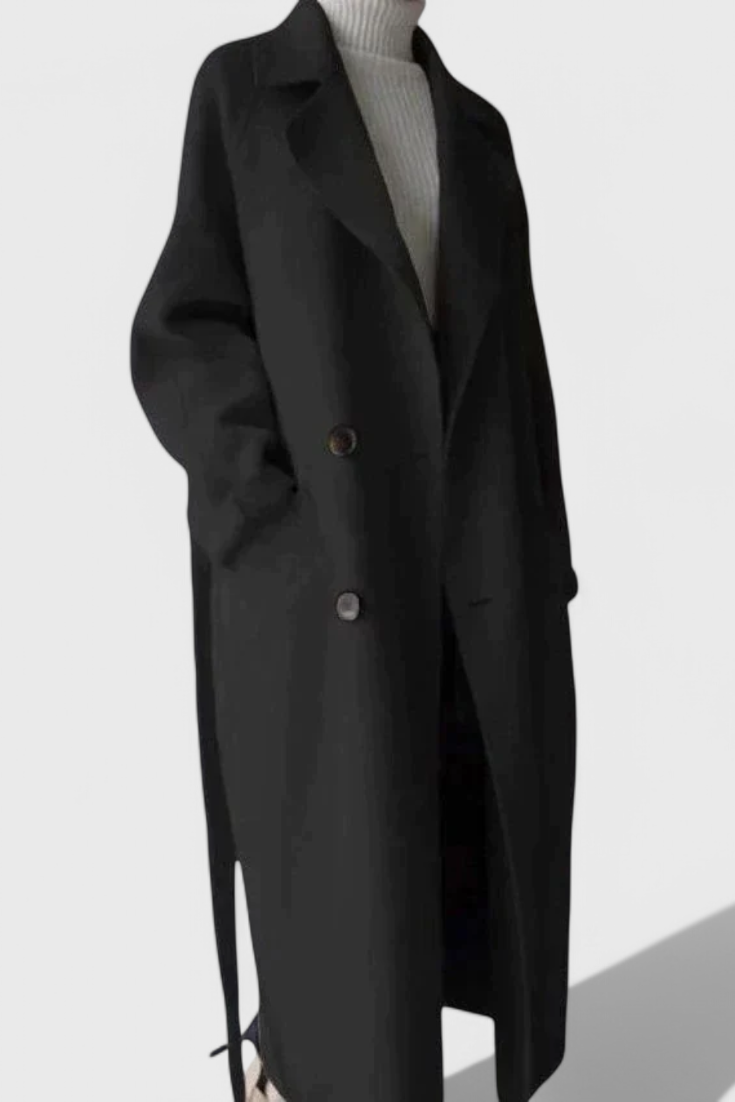 Abrigo Largo de Mezcla de Lana Clara Timeless
