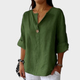 Zamma Blusa de lino con cuello en V
