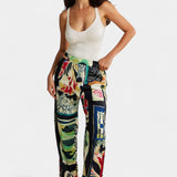 Arce Pantalones Rectos de Cintura Alta con Estampado Floral