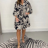 Fenella - Vestido Midi de Cuello en V Impreso